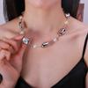 Estilo japonês e coreano Nicho Design Irregular Metal Pearl Stitching Colar Personalidade Masculino e Feminino Clavícula Corrente Acessórios