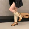 Botas de Montar Chuyuji Convertibles Hebilla de Dos Vías Color Block Redondas de Punta Media Caña para Mujer Otoño/Invierno 2026
