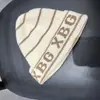 Gorro de Lana Cálido para el Frío Casual Versátil Coreano Rayas Letra Inglesa Tejido de Blogger de Invierno Dongdaemun para Mujer