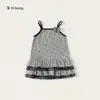 Vestido de Verão Fino com Laço Bangxuan para Meninas, Doce Vestido Princesa de Bebê, Vestido de Alça com Estampa de Gato