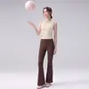 Conjunto de fitness con doble tirante, chaleco de yoga transpirable de secado rápido, pantalones de entrenamiento acampanados de cintura alta con control de abdomen, ajustados, para mujer