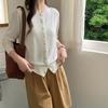 Cárdigan de Punto Fino para Mujer, Estilo Francés Ai, Botones Suaves, 100% Lana, Cuello Redondo, Nueva Moda Primavera Temprana, Corte Ajustado