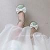Zapatos Mary Jane Versátiles con Lazo de Moda 2025 Primavera y Verano Nuevos Tacones Altos Sandalias de Punta Cerrada con Tacón Grueso para Mujer