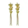 Pendientes de Borlas de Diamantes Florales Rayados Transfronterizos Diseño Exagerado Pendientes Personalizados Moda de Nicho Pendientes con Temperamento para Mujer