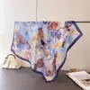 Estilo de pintura al óleo artística imitación seda estampado cuadrado bufanda chal pañuelo de cuello tacto de alta gama corbata de cuello pañuelo cuadrado pequeño pañuelo para la cabeza pañuelo de seda bufanda