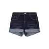 Shorts jeans azul escuro estilo americano para mulheres, novo estilo verão 2026, plus size, cintura baixa, modelagem que emagrece, hot girl, barra dobrada, shorts evasê