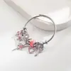 Pulsera de Acero Inoxidable Heming Jewelry Panjia Dora Aleación Lazo de Ballet Forma de Corazón Incrustaciones de Diamante Pulsera Ajustable