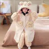Pijama de forro polar de coral para niñas de otoño e invierno, franela engrosada, conjunto de ropa de estar estilo princesa, colección de invierno
