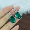 Anel Paraíba verde mais vendido conjunto de três peças de alta qualidade quadrado temperamento pingente de coroa brincos de tarraxa com pedra verde