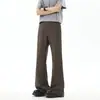 Calças Simples de Outono para Rua, Caimento Fluido, Streetwear Japonês Masculino, Cor Sólida Versátil, Afinando a Silhueta, Alongando as Pernas, Micro Flare, Tendência