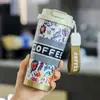 Taza de café de lirio de los valles de color intenso para mujer, termo de acero inoxidable 316, portátil para coche, taza de gran capacidad, taza de regalo