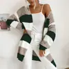 Comercio Electrónico Transfronterizo Independiente Se Especializa en Comercio Exterior Productos Calientes de Otoño e Invierno Ropa Europea y Americana Chaquetas Suéter de Bloques de Color Largas Sin Botones