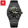 Reloj para Hombre Marca Oulisi, Mismo Modelo que A.P., Totalmente Automático, Ultradelgado, Cuadrado, Luminoso, Correa de Acero, Calendario