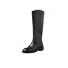 Botas de Motociclista Básicas de Cuero Genuino Estilo Británico Otoño/Invierno 2026 Tacón Medio Grueso Punta Redonda Cuero Genuino Caña Alta Sin Cordones Botas Largas para Mujer