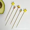 Palo de bambú desechable de 12 cm hogar creativo palo de bambú personalidad postre tenedor de fruta arte palo de fruta punto venta al por mayor