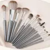 Set de Brochas para Rubor y Sombras Fácil de Usar para Principiantes, Versión Portátil, Chuji Set de 14 Piezas de Brochas de Maquillaje Color Verde Cuatro Estaciones