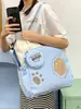 Bolsa de lona multi-color con estampado de pata de oso suave y linda, bolso de mano y bandolera de doble uso, bolsa escolar de gran capacidad para estudiantes