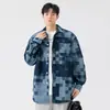 Camisa de Manga Larga Casual Elegante de Moda Cuadros Primavera Otoño Solapa Camiseta Chaqueta Chaqueta de Mezclilla Juvenil para Hombre Cárdigan Casual