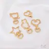 Llavero de Gato con Estrella de Cinco Puntas Rellenado de Oro de 14 Quilates que Conserva el Color, Cierre de Resorte de Pinza de Langosta en Forma de Corazón, Hebilla para Bolso, Accesorios para Joyería Hechos a Mano DIY