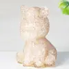 Enfeites Decorativos de Resina para Escritório e Sala de Estar, Postura Sentada Transfronteiriça Decoração de Mesa com Pedras de Cristal Naturais, Figura de Cavalo Decoração para Casa