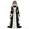 Amazon 2026 Estilo AliExpress Vestido Largo de Terciopelo Dorado con Mangas de Campana Vintage Medieval Europeo de Corte para Mujer
