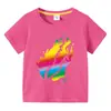 2023 Comercio Exterior Transfronterizo Ropa Infantil Camiseta de Manga Corta de Verano para Niños Camiseta Básica de Dibujos Animados para Niños Top de Manga Corta para Bebé