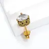 Nuevos Pendientes Redondos de Circonita con Corona Retro Transfronterizos Europeos y Americanos para Mujer, Personalidad, Tendencia, Encanto, Moda, Pendientes de Acero de Titanio