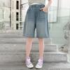 Calças Jeans de Comprimento Médio para Meninas Verão Fino 2025 Nova Chegada Zhongda Infantil Verão Shorts Estilo Ocidental Roupa Exterior Calças Cinco Quartos