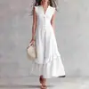 Novo vestido de cruzamento europeu e americano da Amazon, design minimalista e elegante sem mangas, vestido longo feminino e versátil