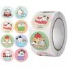 Rollo de Pegatinas de Postre de Gato Lindo, 500 Piezas de Pegatinas Decorativas para Diarios y Tarjetas, Rollo Completo de Etiquetas Adhesivas de Dibujos Animados