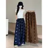 Pantalones Anchos de Pierna Ancha Casuales Adelgazantes Holgados con Caída Estampados Vintage de Algodón Tencel Primavera/Verano 2026 para Mujer de Cintura Alta Finos