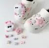 Charms para sapato Croc DIY corrente de pulseira de flor de pérola tridimensional flor de sapato estilo balé removível acessório de sapato decoração