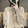 26 Suéter Cárdigan Grueso Vintage de Punto para Otoño/Invierno, Cuello Redondo, Corte Holgado, Adelgazante, Versátil, Color Sólido, Abotonado, Manga Larga para Mujer
