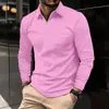 Estação Independente Europeia e Americana Fonte Termal e Outono Masculino Novo Manga Longa POLO Cor Sólida Impressão 3D Versátil Casual Camisa com Zíper