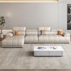 Capa Superior Piel de Vaca Esquina Forma de L Sofá de Cuero Moderno Simple Sala de Estar Apartamento Grande y Pequeño Teclas de Piano Sofá Estilo Crema