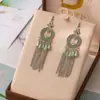 Pendientes de cadena de estilo nacional indio nuevos redondos de diamantes completos vintage barrocos pendientes creativos venta al por mayor