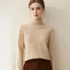 Suéter de cachemira pura 2026 otoño e invierno nuevo para mujer, cuello alto, camiseta básica, estilo suave, corte holgado, adelgazante, suéter grueso