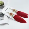 Pendientes de Plumas Bohemios Vintage Largos Redondos de Aleación Moda Europea y Americana Estilo Étnico Festivo Pendientes al por Mayor para Mujer