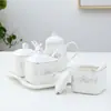 Suministros de Cocina para el Hogar Cerámica Condimentero Tarro para Chile Encaje Dorado Pintado Juego de Botellas para Condimentos Sal Azúcar Aceite Vinagre Juego Completo