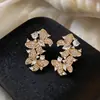 Pendientes de Mariposa con Aguja de Plata Electrochapada en Oro Real de 18K Pendientes de Estilo Retro Francés Pendientes Ligeros de Lujo de Gama Alta