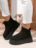 Botas de Neve Elásticas de Calçar, Modernas e Confortáveis, Outono e Inverno 2025, Novo Exportação Europeia e Americana, Tamanho Grande, Bico Redondo, Sola Grossa, Sapatos de Algodão