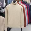 Hengyuanxiang Auténtico Suéter de Lana de Cuello Alto para Hombre Otoño e Invierno Caliente Capa Base Tejido 100% Lana Tejido de Color Sólido Top