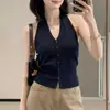 Top de tirantes puramente deseable para mujer, adecuado para primavera y verano, elegante y hermoso top de tirantes de punto sin mangas para mujer
