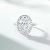 Anillo de Plata de Ley S925 de Colorido Gema Corte Flor de Hielo Tamaño Extra Grande Forma de Huevo de Paloma para Mujer, Anillo Brillante en Forma de Huevo de Diamante de Alto Carbono
