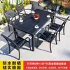 Mesas e Cadeiras de Plástico Madeira Beican para Exterior para Pátio, à Prova de Sol e Chuva, Liquidação de Jardim Doméstico, Mesas e Cadeiras de Ferro Forjado para Cafés