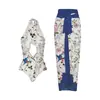 Traje de baño retro de una pieza europeo y americano para mujer, conjunto de falda de gasa con corbata y escote en V profundo, popular en Amazon, estampado floral al por mayor