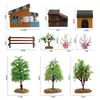 Juego de Modelo de Escena de Casa en Árbol de Granja de Simulación Transfronteriza Árbol Frutal Casa para Perros Valla Adorno de Mesa de Arena Micro para Niños Juguetes