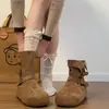 Botas retro casuales versátiles de plataforma gruesa para aumentar la altura para mujer, nuevo estilo de otoño 2026, botas cortas Birkenstock adelgazantes para combinar con faldas