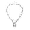 Tendencia transfronteriza de joyería europea y americana hip-hop punk colgante de candado cadena para la clavícula cadena de cuello geométrica de temperamento simple cadena para el cuello