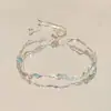 Pulsera de Zircón Rosa con Lazo de Flor de Cerezo para Mujer Ins Nicho Lujo Accesible Elegante Gama Alta Sensación Fresca Joyería de Mano para Mejor Amiga Tendencia
